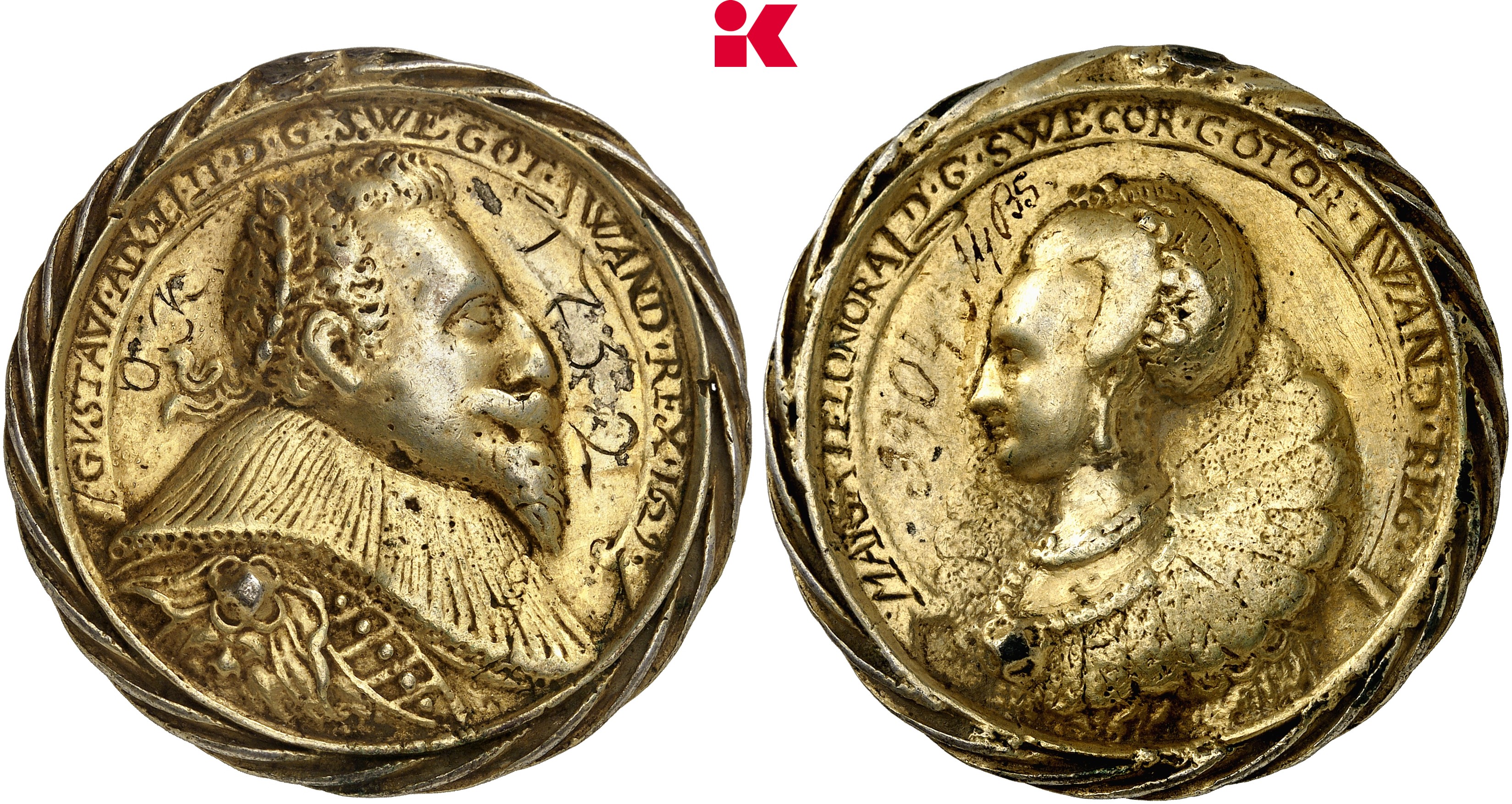 SCHWEDEN KÖNIGREICH Gustav II. Adolf, 1611-1632. Vergoldete Silbergußmedaille 1629,