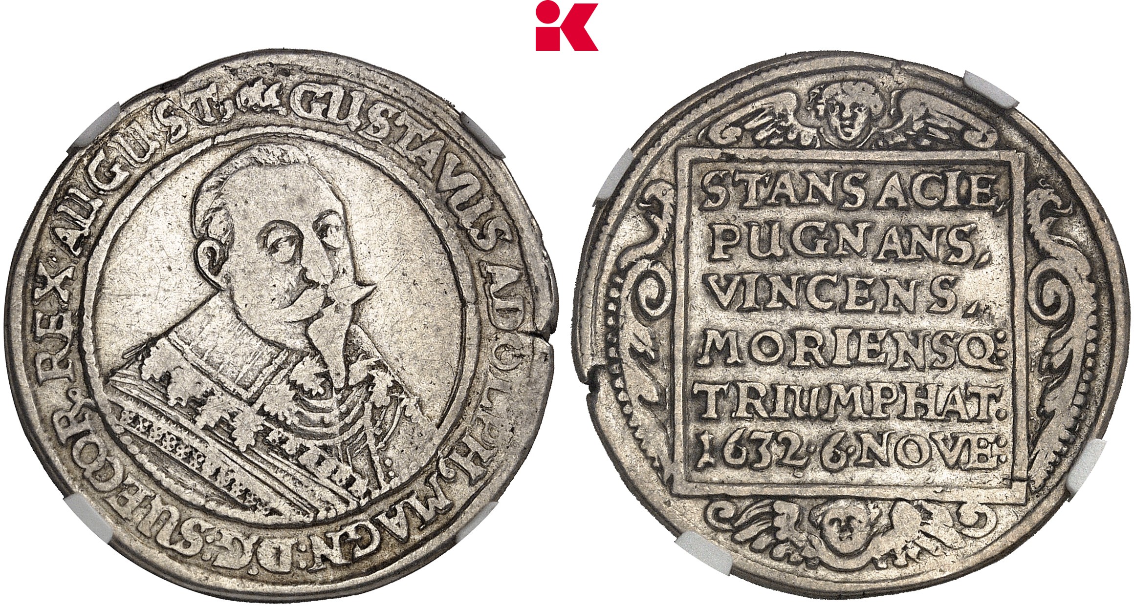 SCHWEDEN KÖNIGREICH Gustav II. Adolf, 1611-1632. 1/2 Riksdaler o. J. (1634), Stockholm oder Nürnberg,