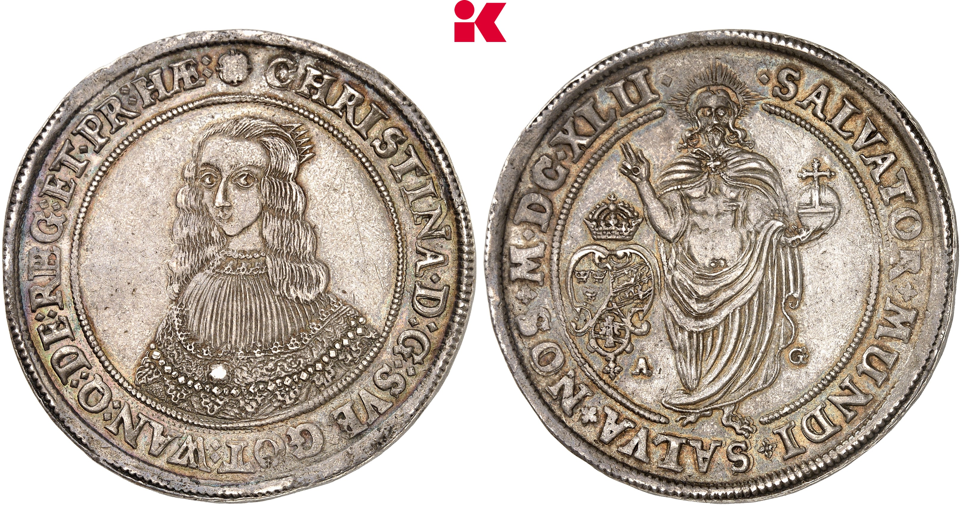 SCHWEDEN KÖNIGREICH Christina, 1632-1654. Riksdaler 1642, Stockholm.