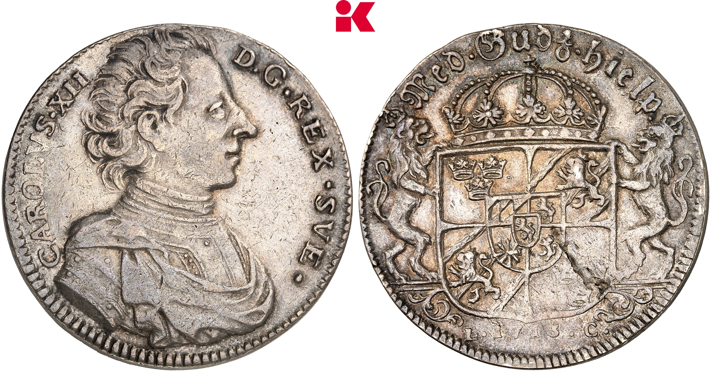 SCHWEDEN KÖNIGREICH Karl XII., 1697-1718. Riksdaler 1713, Stockholm.