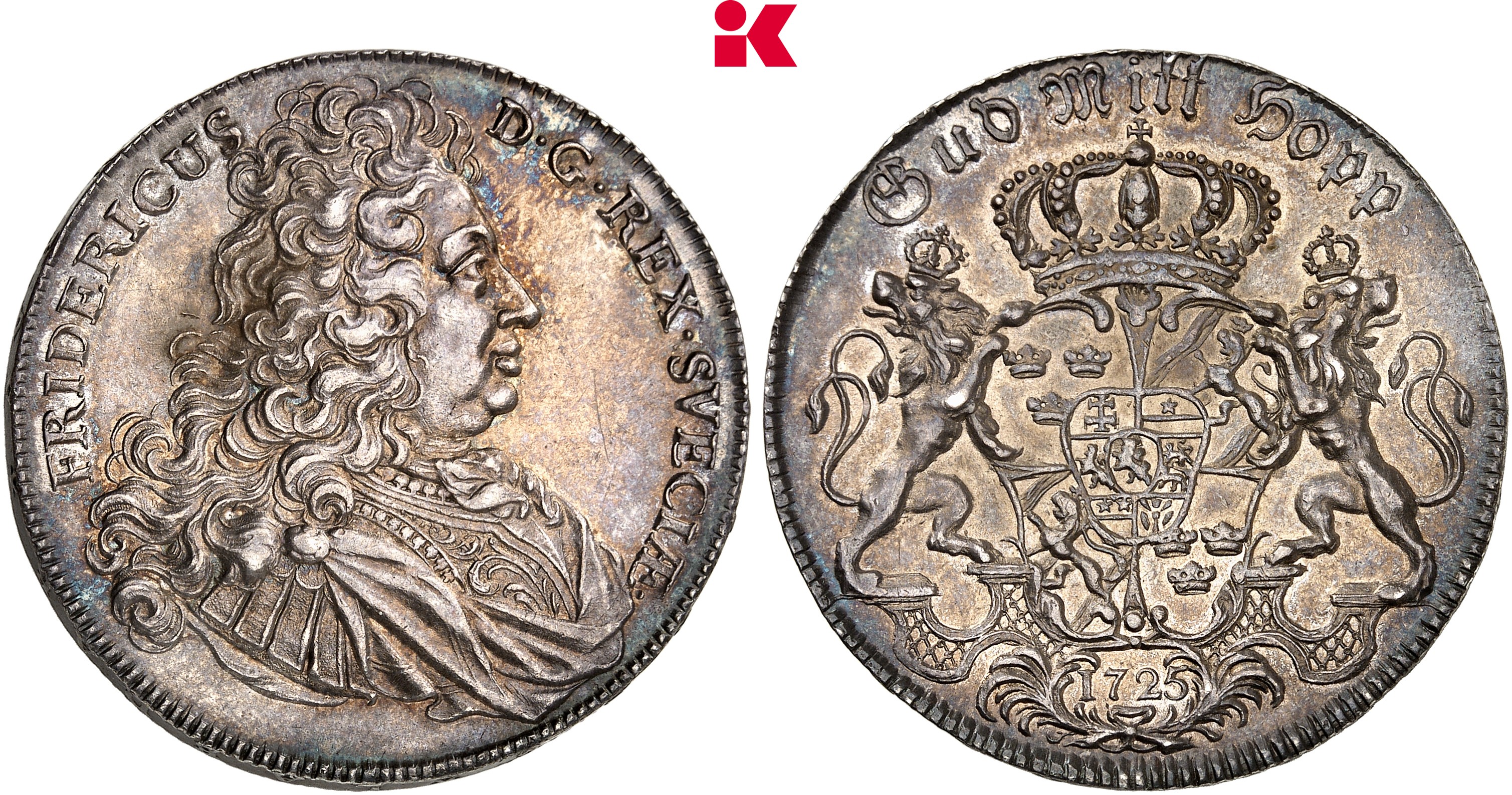 SCHWEDEN KÖNIGREICH Friedrich I., 1720-1751. Riksdaler 1725, Stockholm.