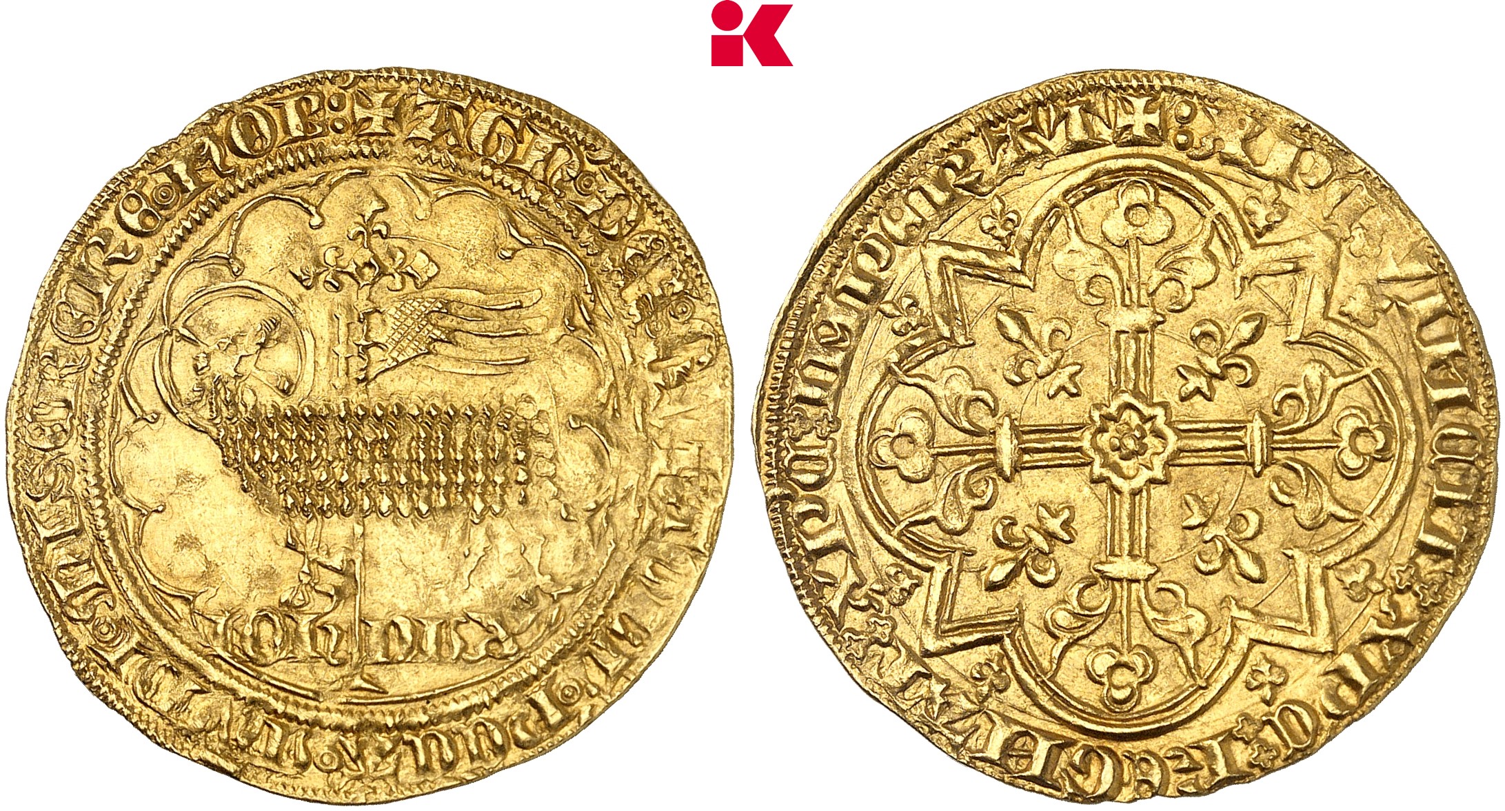 BELGIEN BRABANT Johanna und Wenzel, 1355-1383. Mouton d'or o. J. (1357), Vilvorde.