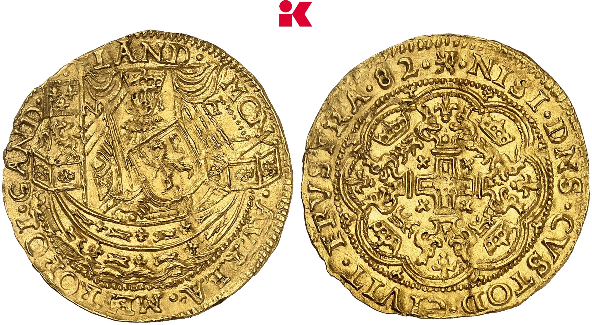 BELGIEN STÄDTE IN FLANDERN Gent. 1/2 Noble 1582.