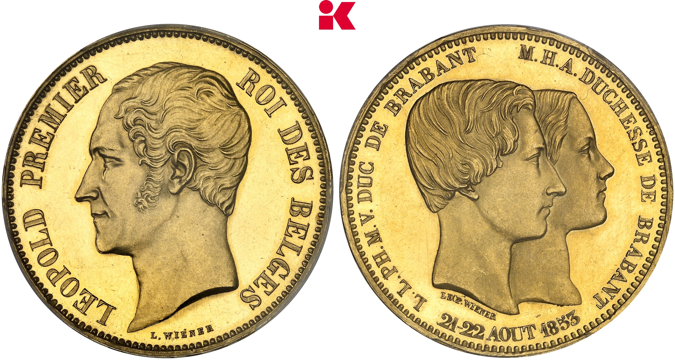 KÖNIGREICH BELGIEN Leopold I., 1830-1865. 100 Francs 1853, Brüssel,