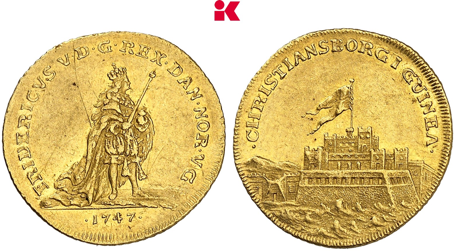 DÄNEMARK KÖNIGREICH Frederik V., 1746-1766. Dukat 1747, Kopenhagen.