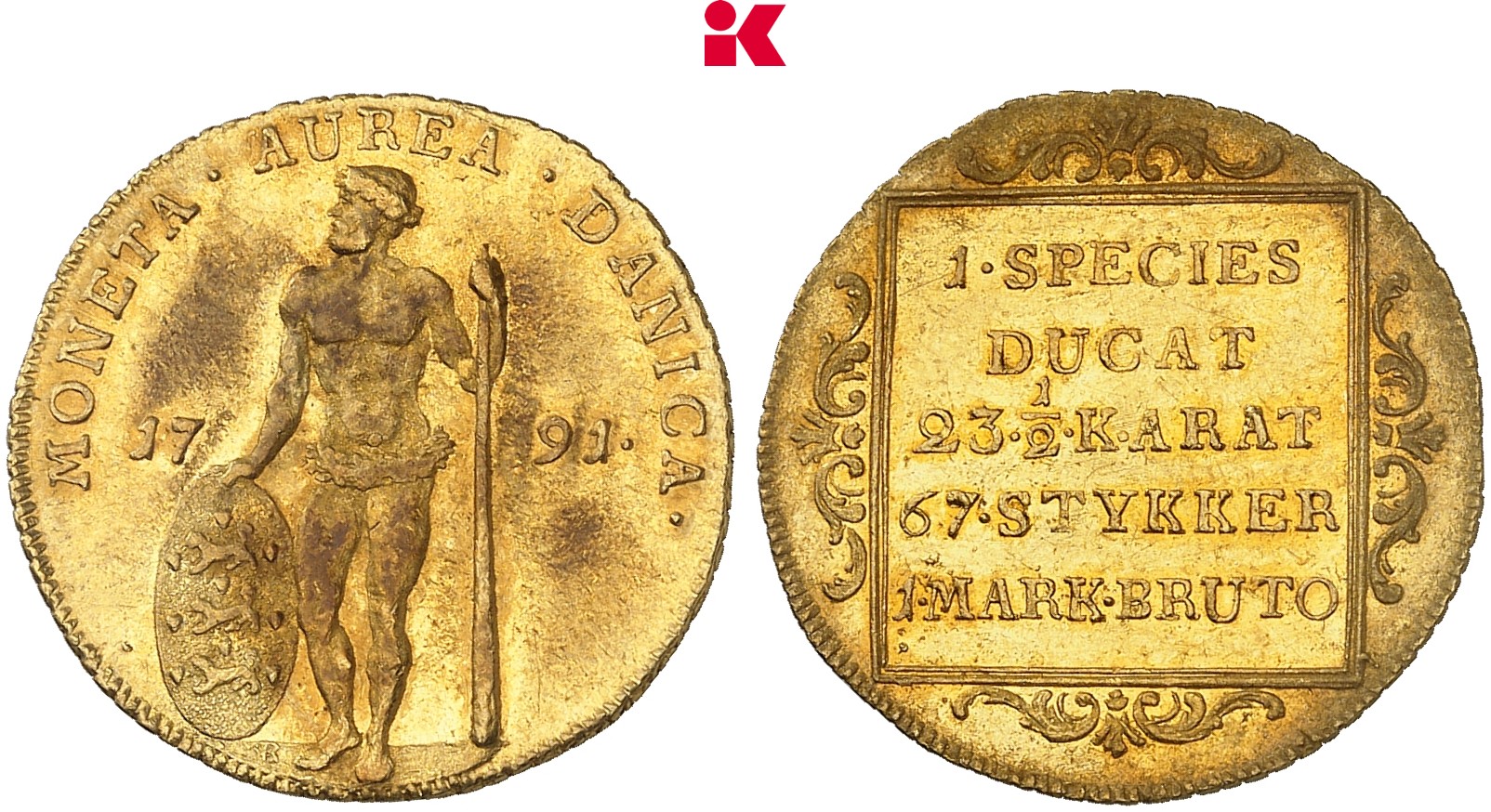 DÄNEMARK KÖNIGREICH Christian VII., 1766-1808. Dukat 1791, Altona.
