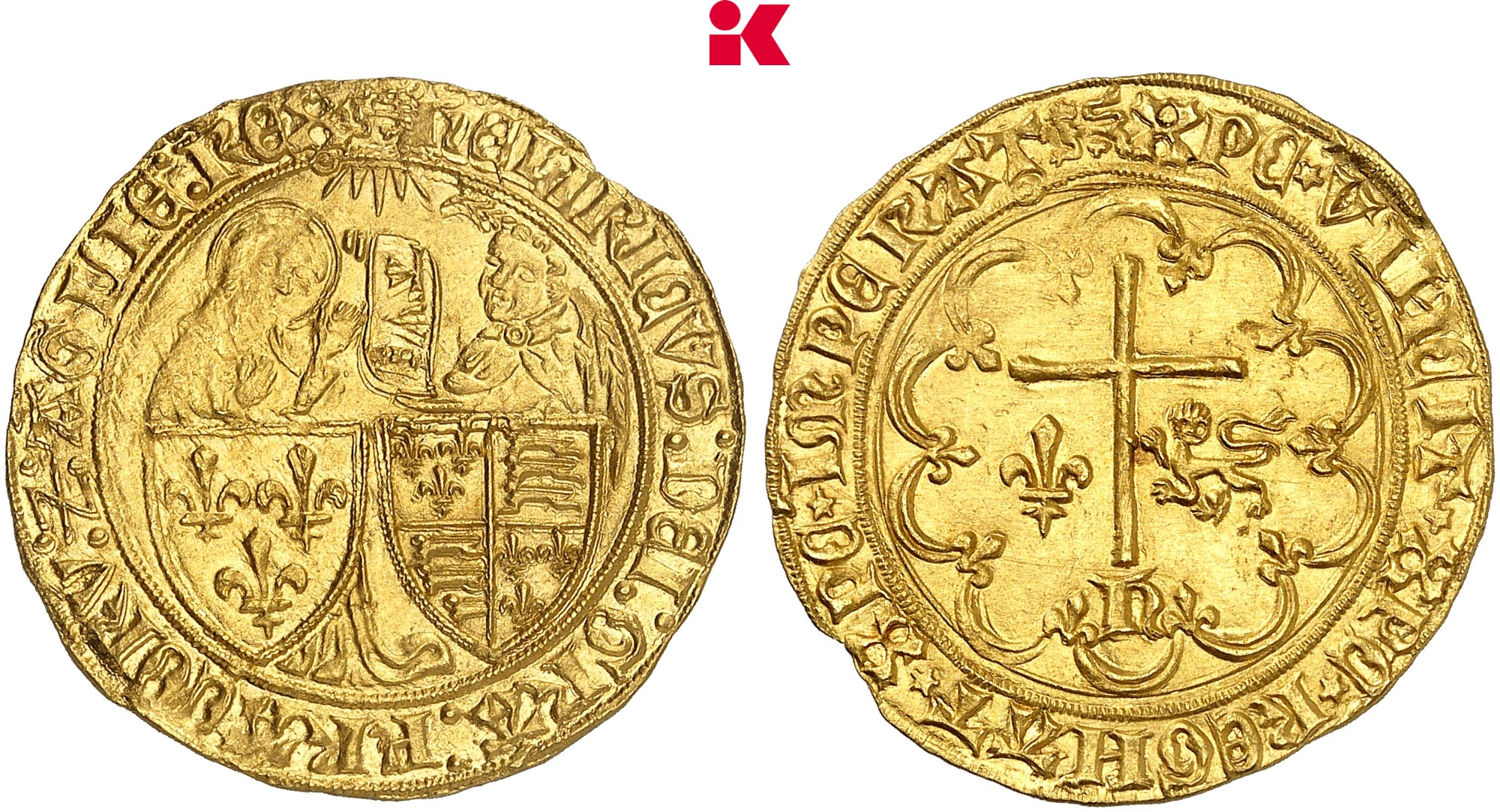 FRANKREICH KÖNIGREICH Henri VI d'Angleterre, 1422-1453. Salut d'or o. J. (1423), 2. Emission, Rouen.