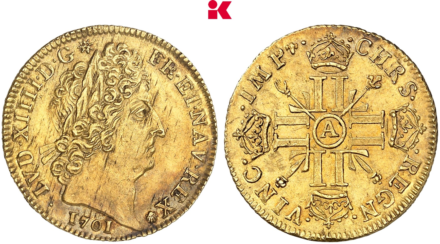 FRANKREICH KÖNIGREICH Louis XIV, 1643-1715. Louis d'or aux huit L et aux insignes 1701 A, Paris.