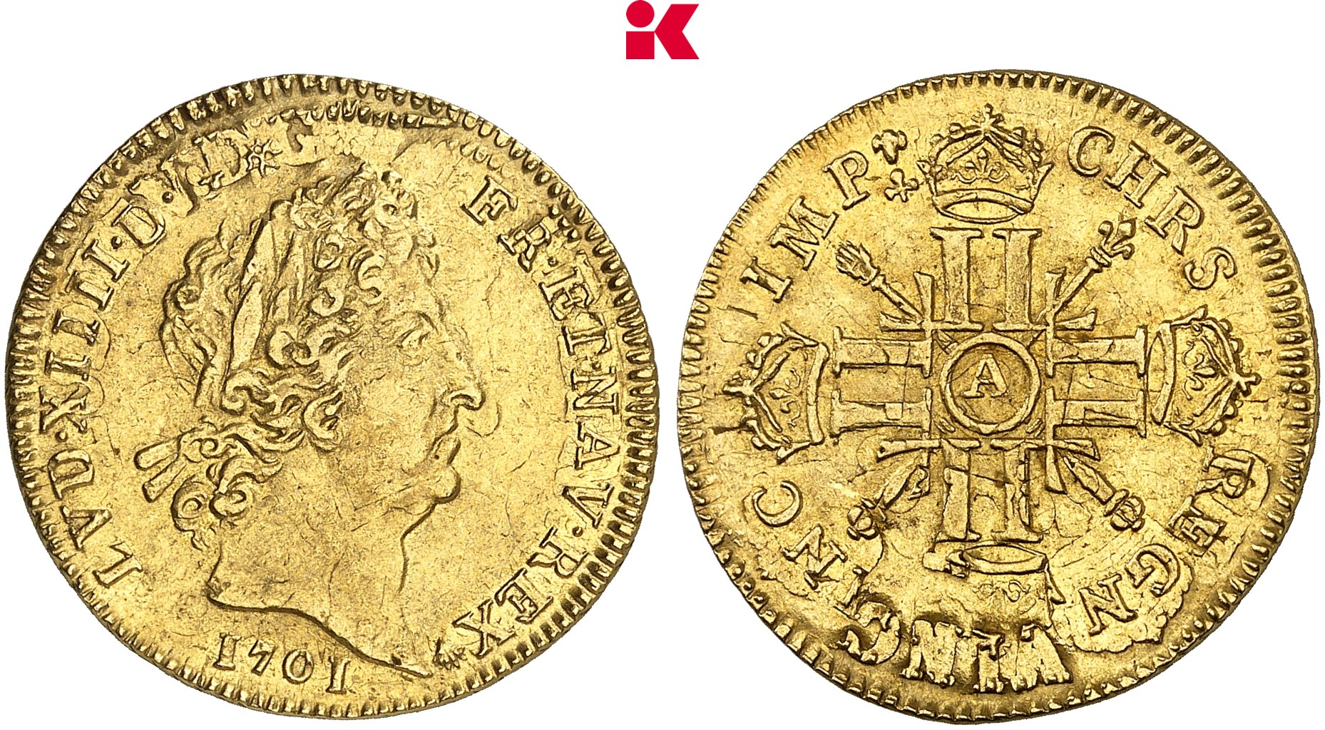 FRANKREICH KÖNIGREICH Louis XIV, 1643-1715. Louis d'or aux huit L et aux insignes 1701 A, Paris.