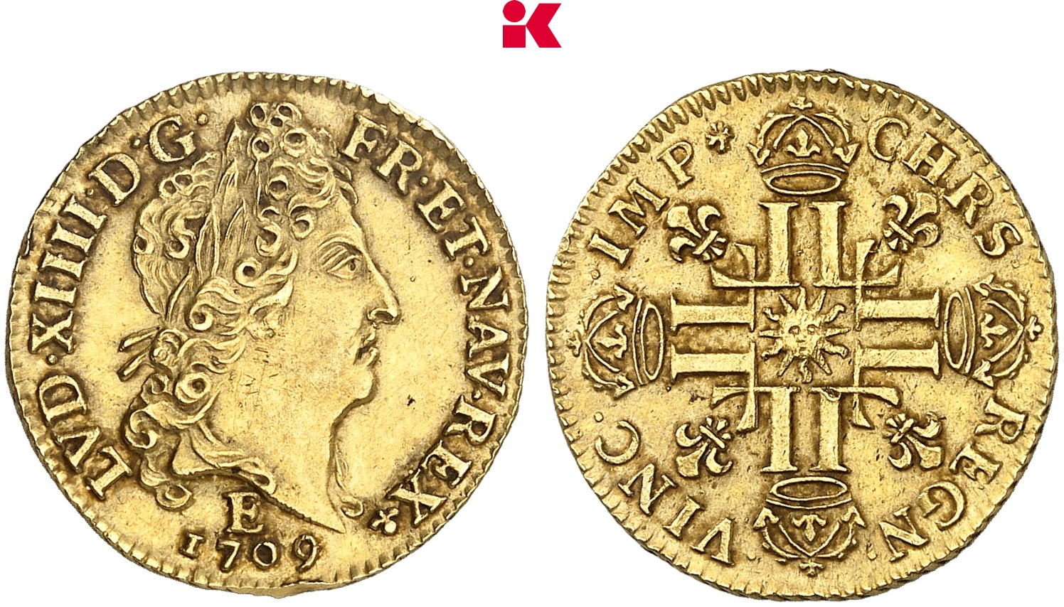 FRANKREICH KÖNIGREICH Louis XIV, 1643-1715. 1/2 Louis d'or au soleil 1709 E, Tours.
