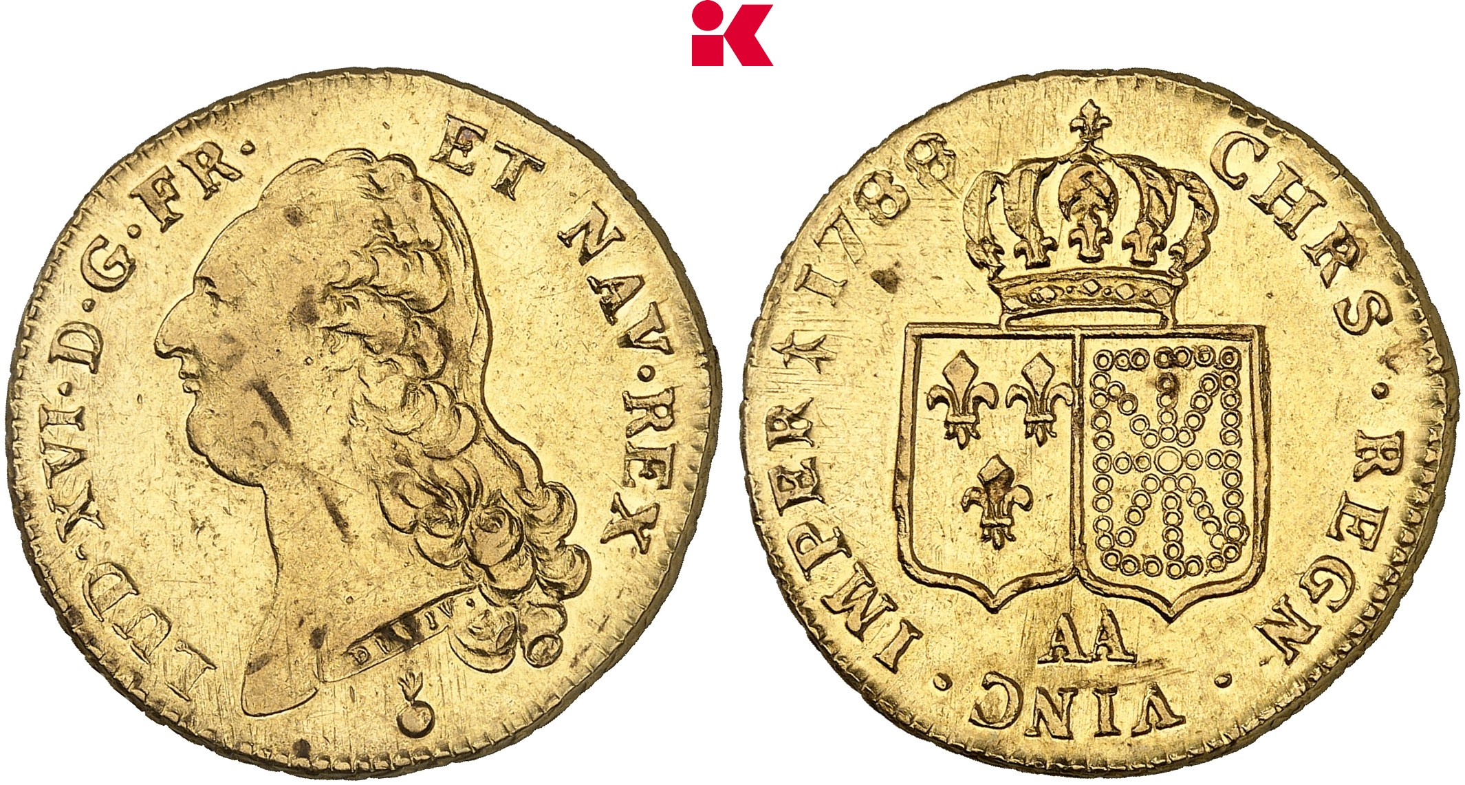 FRANKREICH KÖNIGREICH Louis XVI, 1774-1793. Double louis d'or à la tête nue 1788 AA, Metz.