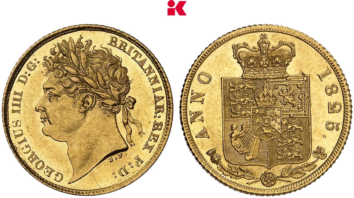 GROSSBRITANNIEN / IRLAND ENGLAND George IV, 1820-1830. 1/2 Sovereign 1825, London.