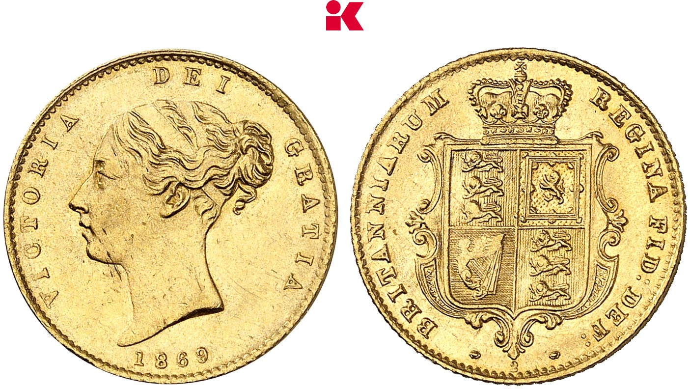 GROSSBRITANNIEN / IRLAND ENGLAND Victoria, 1837-1901. 1/2 Sovereign 1869, London.