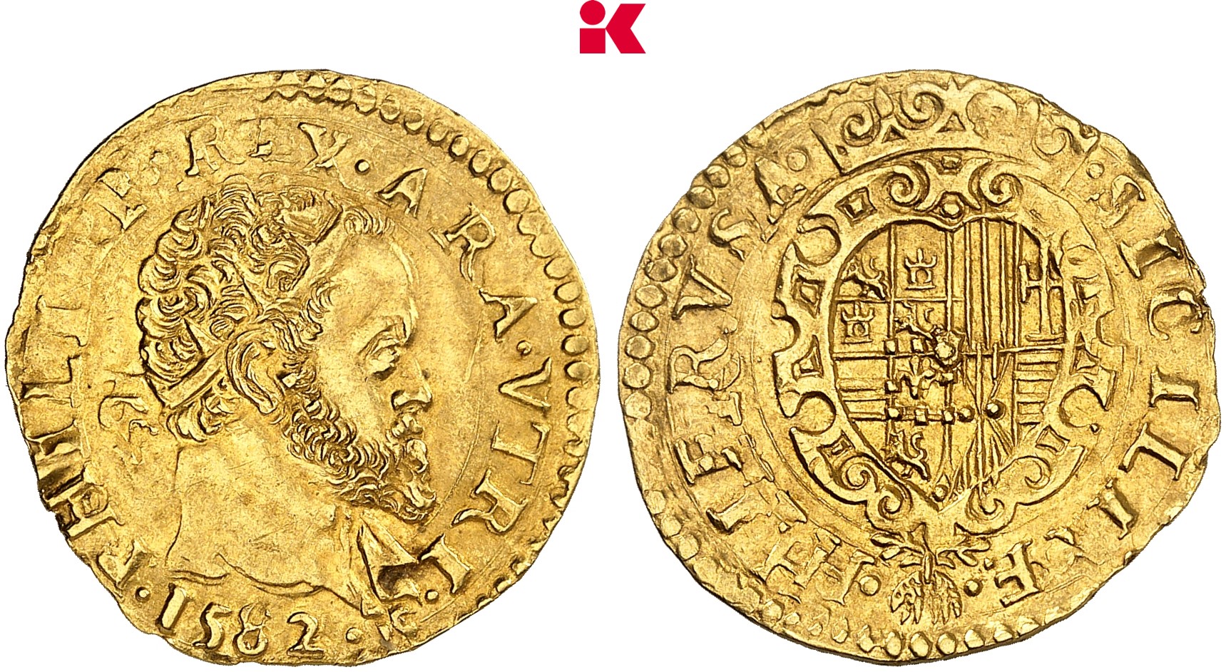 ITALIEN NEAPEL UND SIZILIEN Philipp II. von Spanien, 1554-1598. Scudo d'oro 1582.