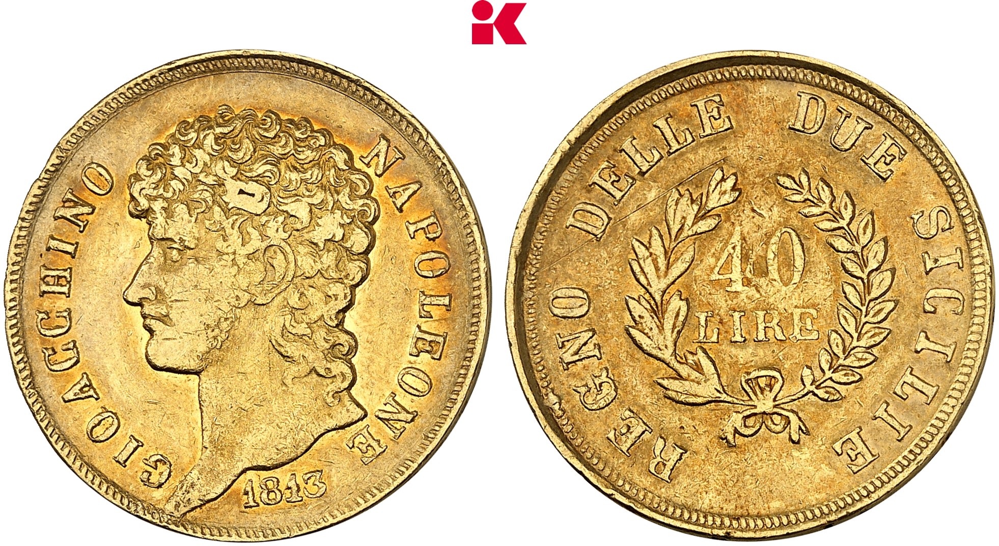 ITALIEN NEAPEL UND SIZILIEN Joachim Murat, König von Neapel, 1808-1815. 40 Lire 1813, Neapel.