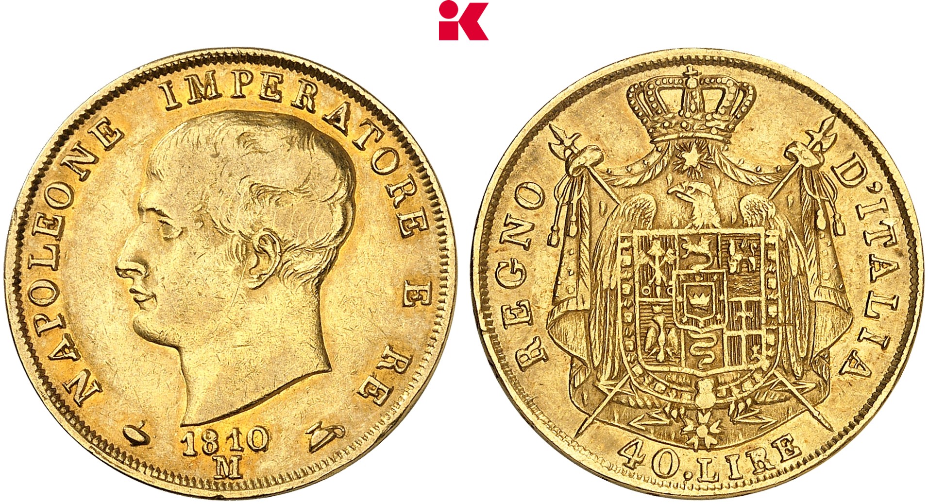 KÖNIGREICH ITALIEN Napoléon, 1805-1814. 40 Lire 1810 M, Mailand.