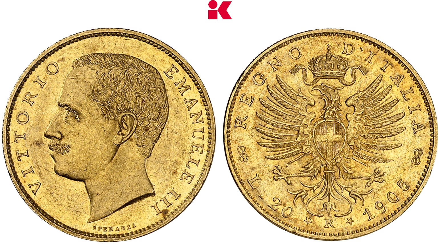 KÖNIGREICH ITALIEN Viktor Emanuel III., 1900-1946. 20 Lire 1905 R, Rom.