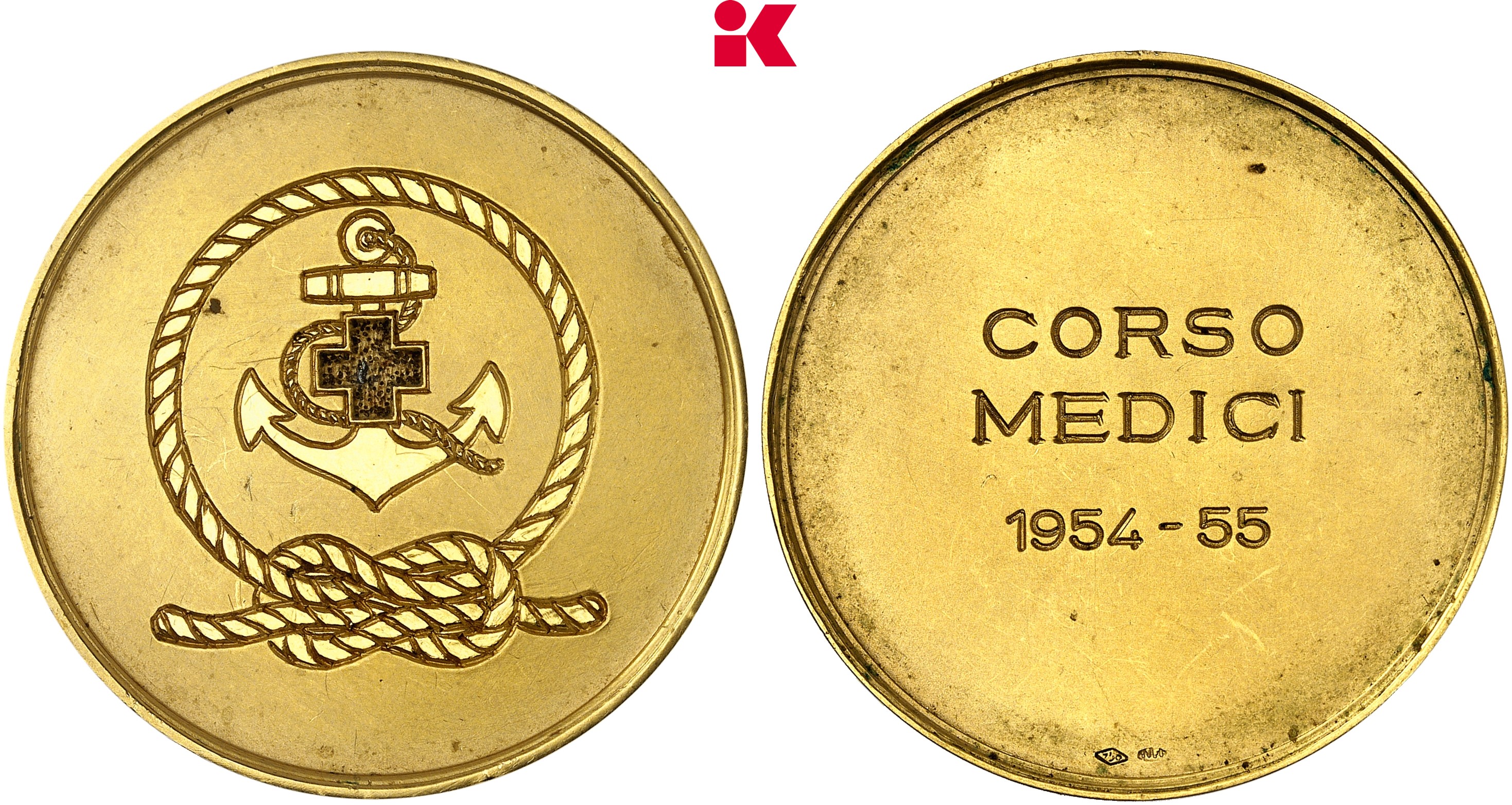 KÖNIGREICH ITALIEN Republik Italien seit 1946. Goldmedaille o. J. (graviert 1954-1955).