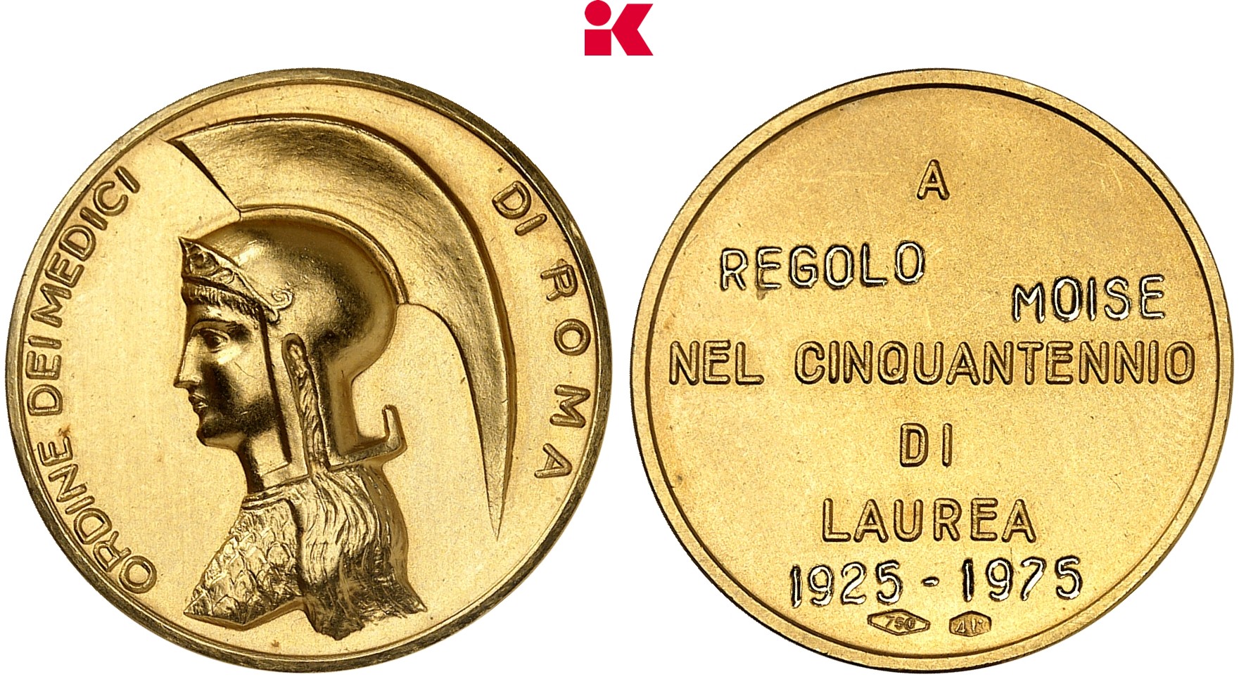 KÖNIGREICH ITALIEN Republik Italien seit 1946. Goldmedaille o. J. (graviert 1975).