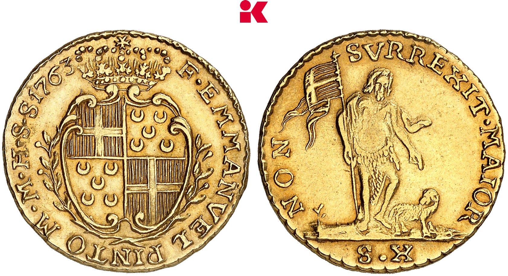MALTA JOHANNITERORDEN Emmanuel Pinto, 1741-1773. 10 Scudi 1763, Valletta.