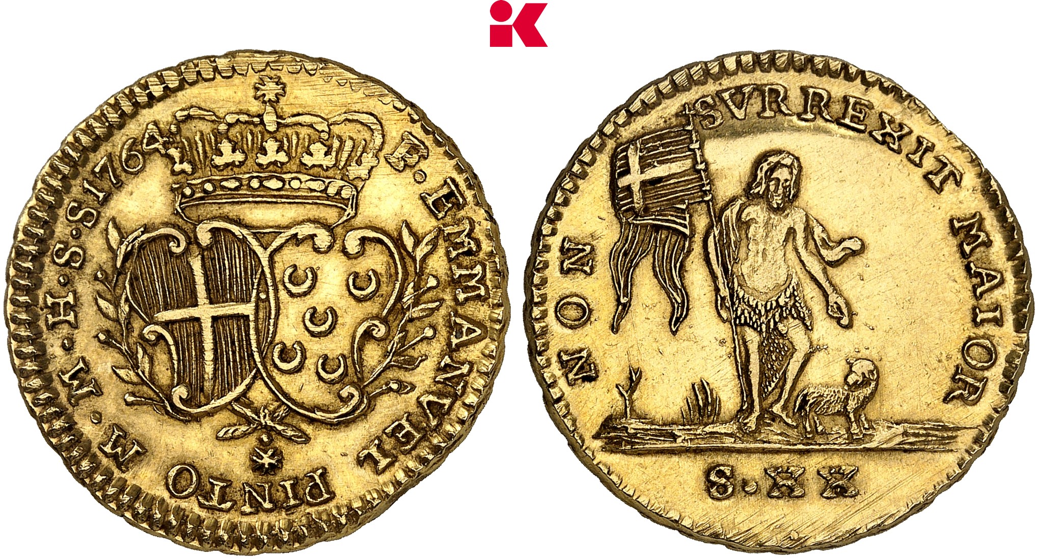 MALTA JOHANNITERORDEN Emmanuel Pinto, 1741-1773. 20 Scudi 1764, Valletta.
