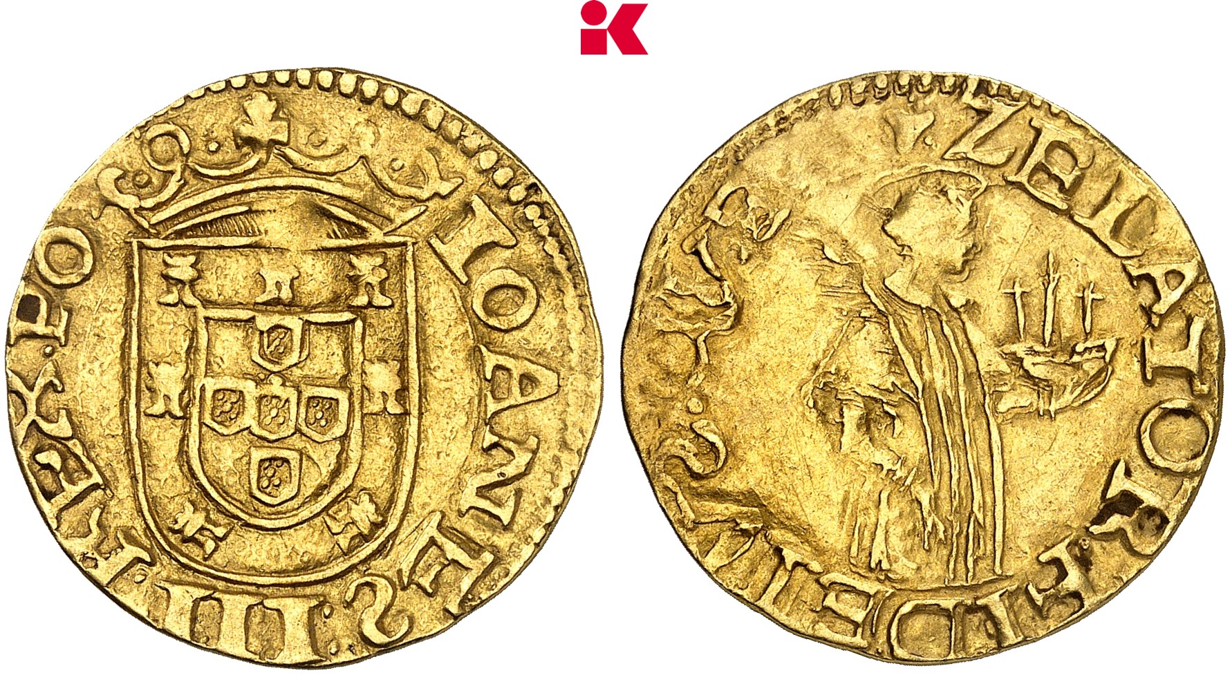 PORTUGAL KÖNIGREICH Johann III., 1521-1557. 1/2 São Vicente o. J., Porto.