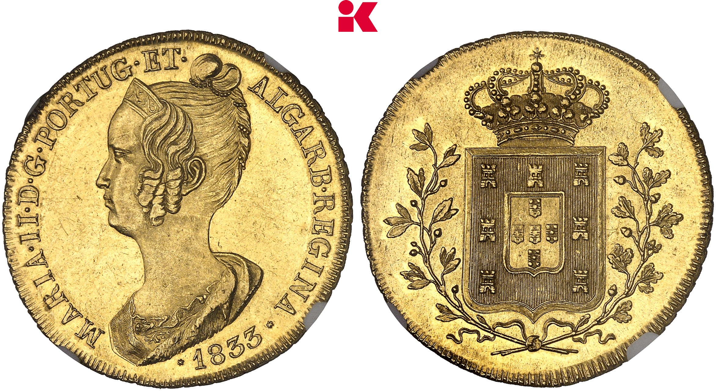 PORTUGAL KÖNIGREICH Maria II., 1834-1853. Peça (7.500 Reis) 1833, Lissabon.