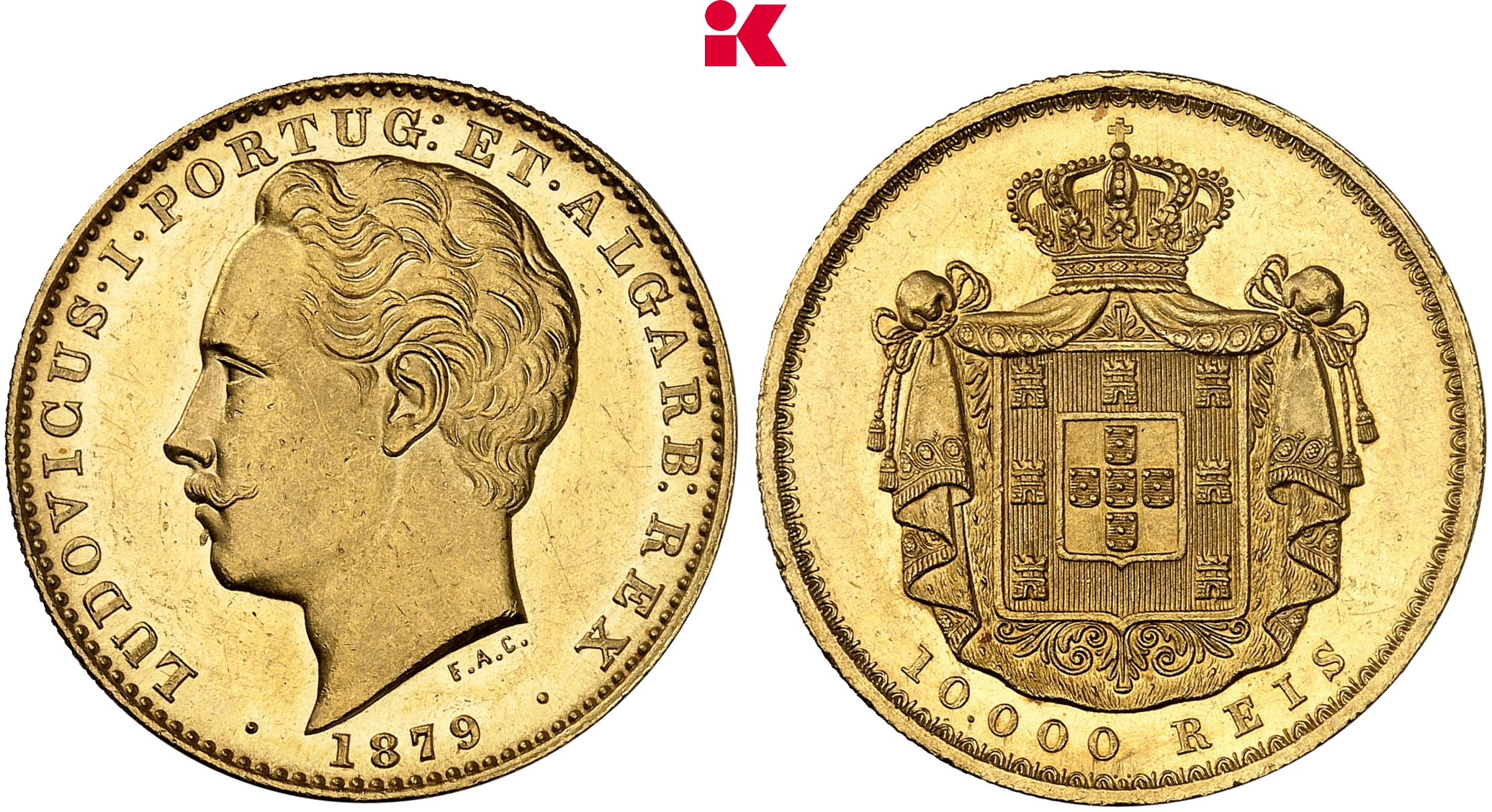 PORTUGAL KÖNIGREICH Ludwig I., 1861-1889. 10.000 Reis 1879, Lissabon.