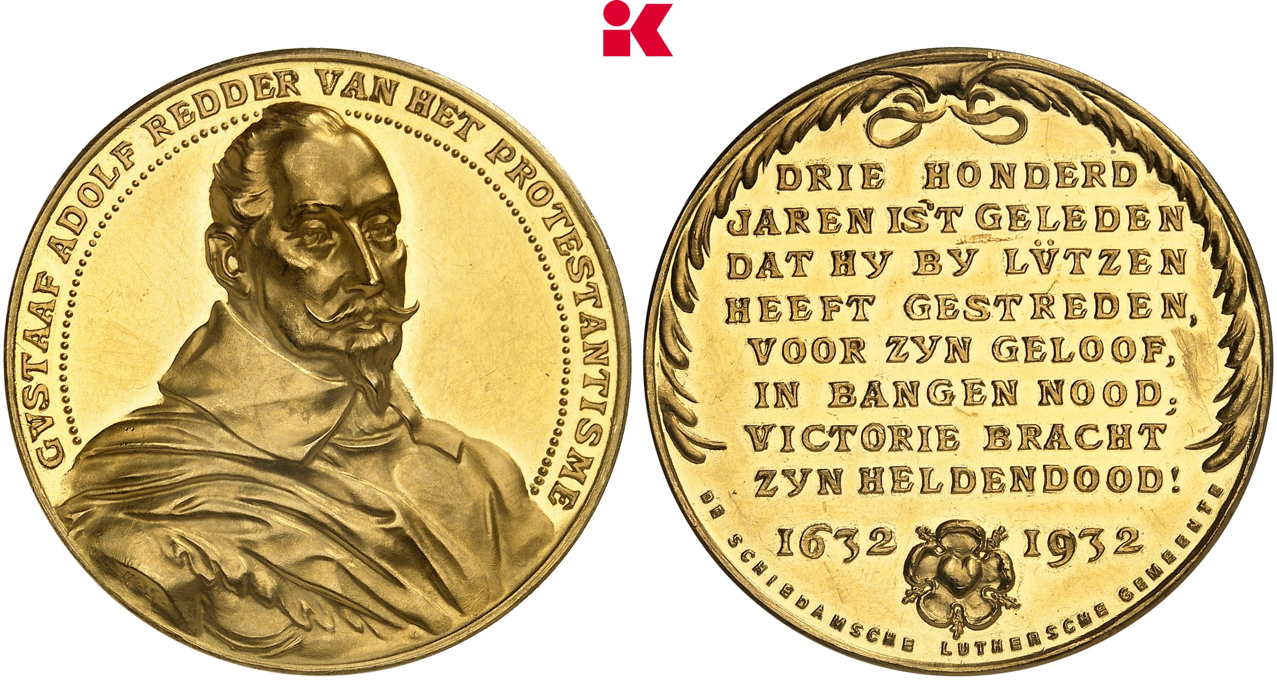 SCHWEDEN KÖNIGREICH Gustav II. Adolf, 1611-1632. Goldmedaille 1932,
