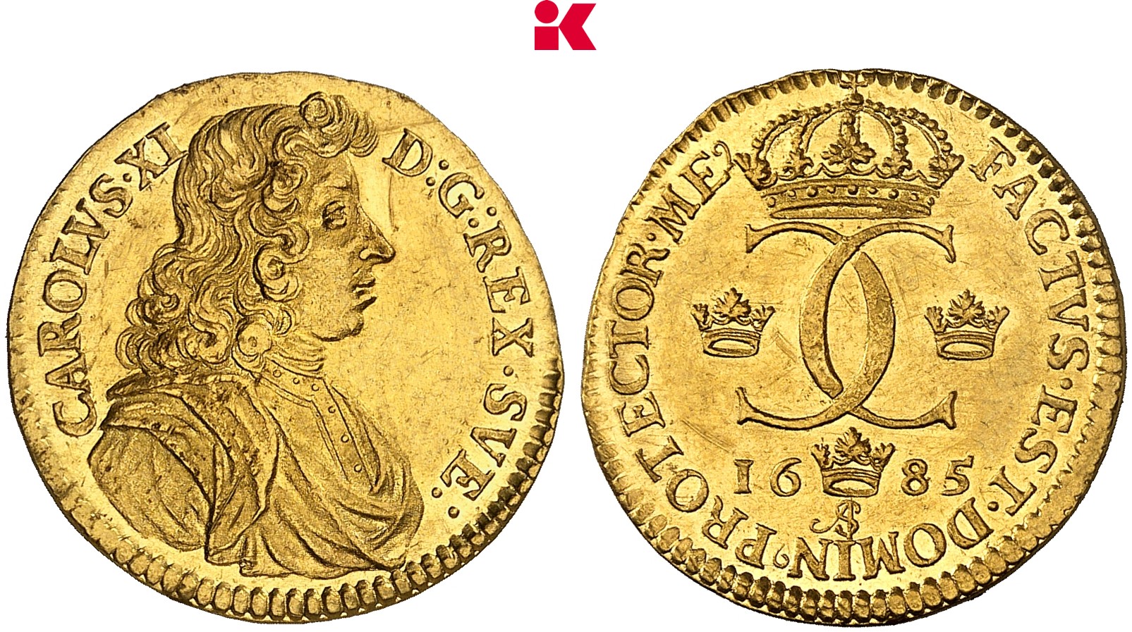 SCHWEDEN KÖNIGREICH Karl XI., 1660-1697. Dukat 1685, Stockholm.