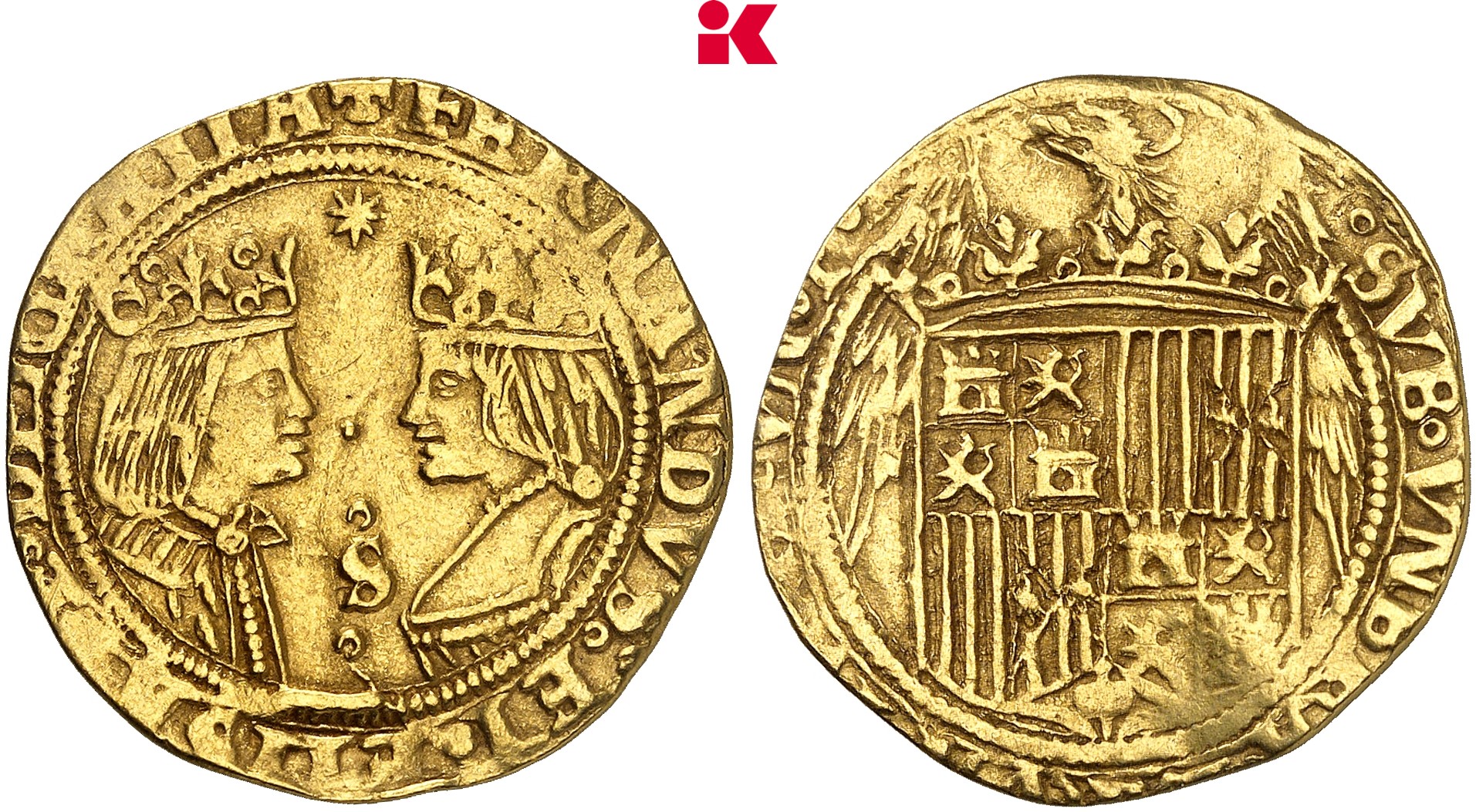 SPANIEN KÖNIGREICH Fernando und Isabel, 1474-1504. Doppelte Excelente o. J., Sevilla.