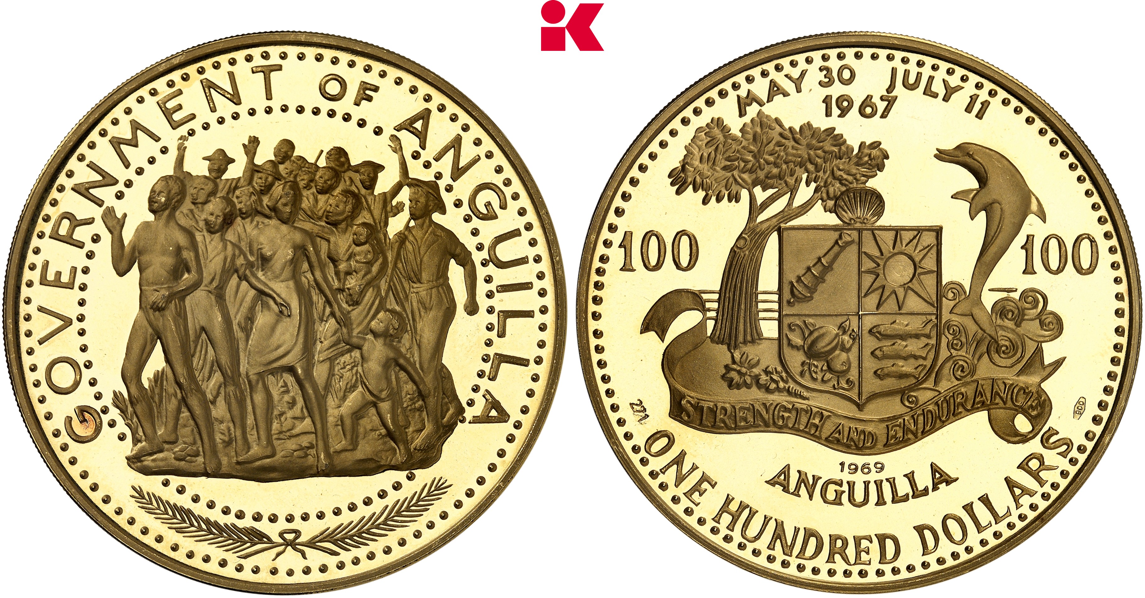 ANGUILLA Republik, 1967-1969. 100 Dollars 1969.