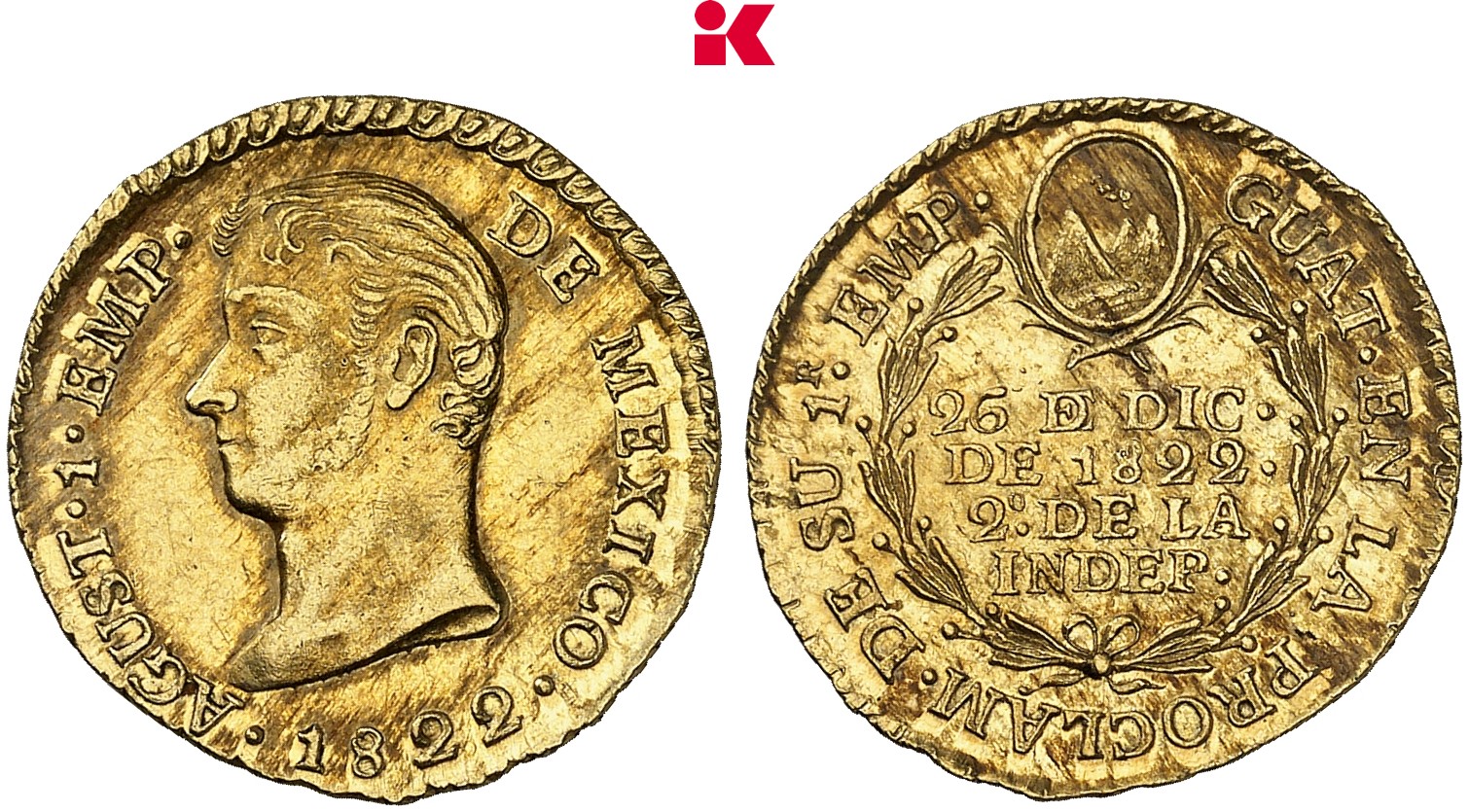 GUATEMALA Augustin I. von Mexiko, 1822-1823. Goldmedaille 1822,