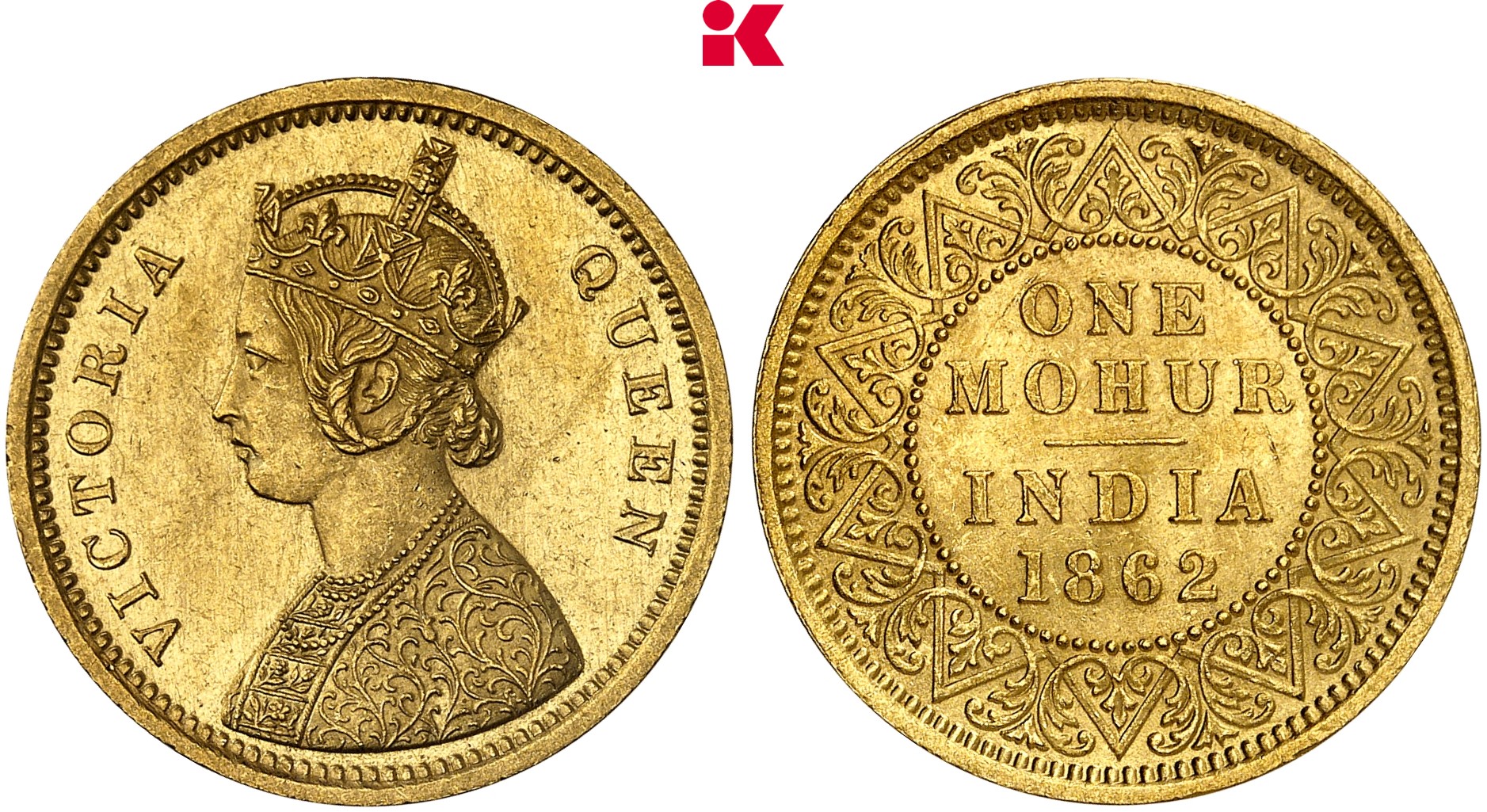 INDIEN Victoria, 1837-1891. Mohur 1862, Kalkutta.