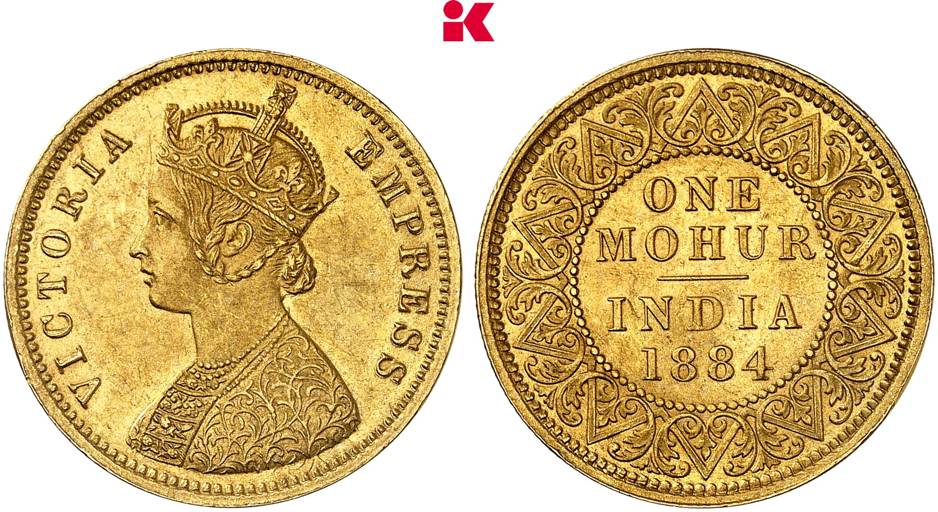 INDIEN Victoria, 1837-1891. Mohur 1884, Kalkutta.