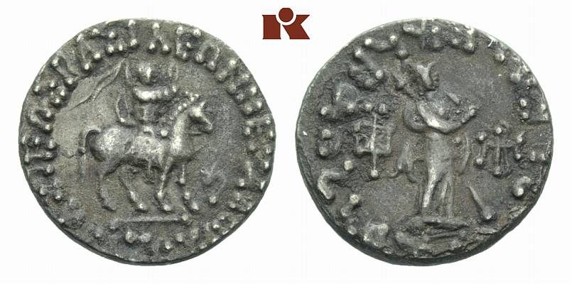 INDIA Scythen. Azes I., 60-20 v. Chr. AR-indische Tetradrachme, unbestimmte Münzstätte;