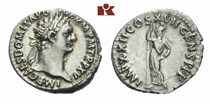 MÜNZEN DER RÖMISCHEN KAISERZEIT Domitianus, 81-96. AR-Denar, 95/96, Rom;