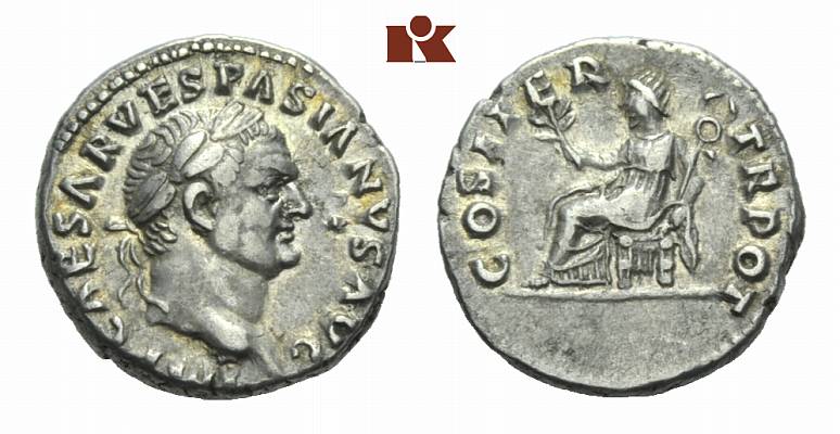 MÜNZEN DER RÖMISCHEN KAISERZEIT Vespasianus, 69-79. AR-Denar, 70, Rom;