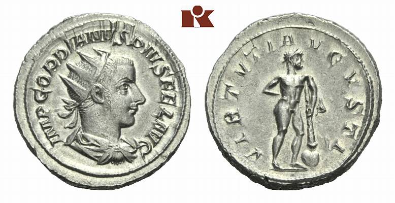 MÜNZEN DER RÖMISCHEN KAISERZEIT Gordianus III., 238-244. AR-Antoninian, 241/243, Rom;