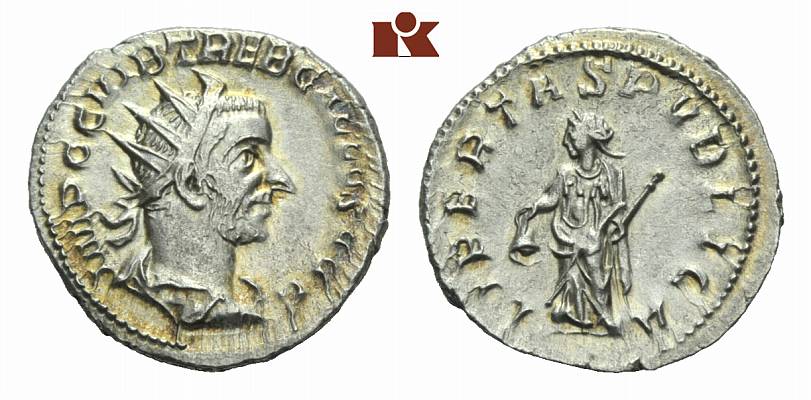 MÜNZEN DER RÖMISCHEN KAISERZEIT Trebonianus Gallus, 251-253. AR-Antoninian, Mediolanum;