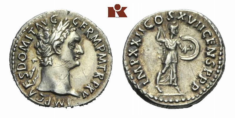MÜNZEN DER RÖMISCHEN KAISERZEIT Domitianus, 81-96. AR-Denar, 95/96, Rom;
