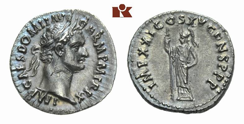 MÜNZEN DER RÖMISCHEN KAISERZEIT Domitianus, 81-96. AR-Denar, 90/91, Rom;