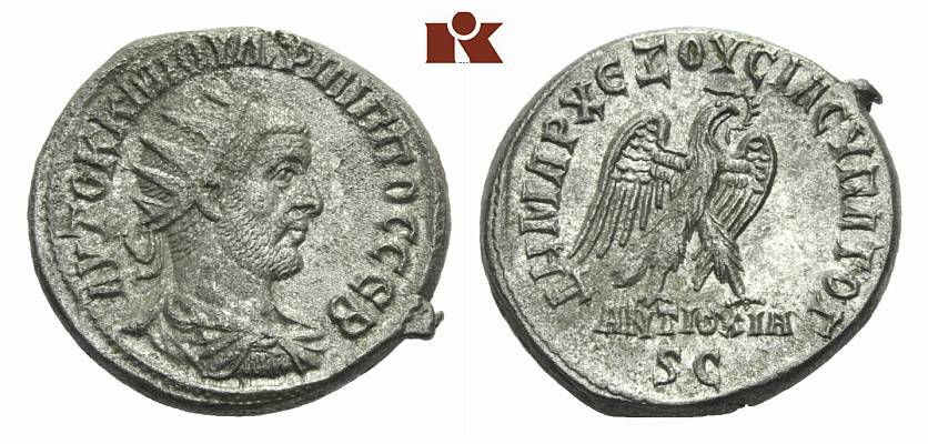 MÜNZEN DER RÖMISCHEN KAISERZEIT Philippus I., 244-249. AR-Tetradrachme, 247, Antiochia (Syria);