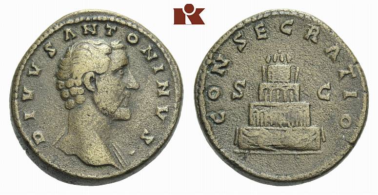 MÜNZEN DER RÖMISCHEN KAISERZEIT Antoninus II. Marcus Aurelius, 161-180 für Divus Antoninus. Æ-Sesterz, 161, Rom;