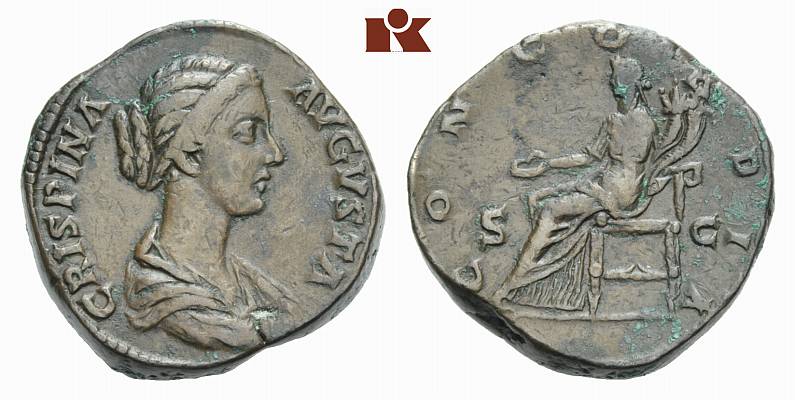 MÜNZEN DER RÖMISCHEN KAISERZEIT Commodus, 177-192 für Crispina. Æ-Sesterz, Rom;
