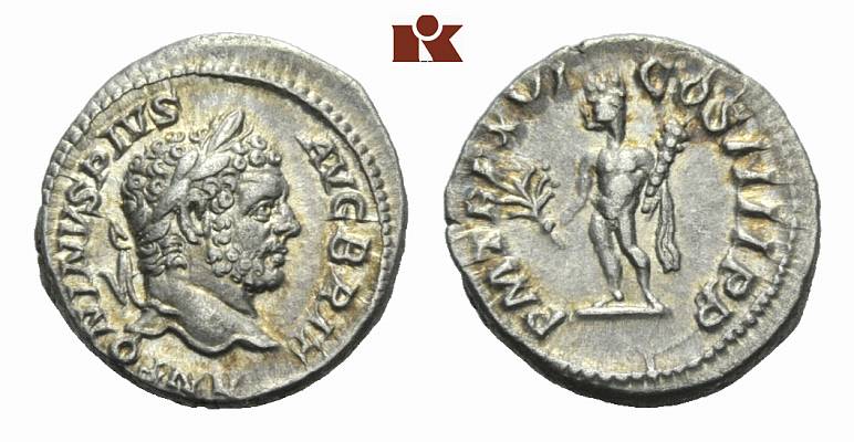 MÜNZEN DER RÖMISCHEN KAISERZEIT Antoninus III. Caracalla, 198-217. AR-Denar, 213, Rom;