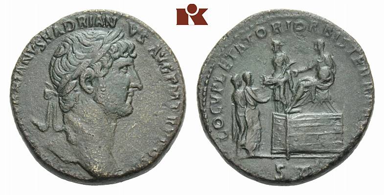MÜNZEN DER RÖMISCHEN KAISERZEIT Hadrianus, 117-138. Æ-Sesterz, 119/121, Rom;