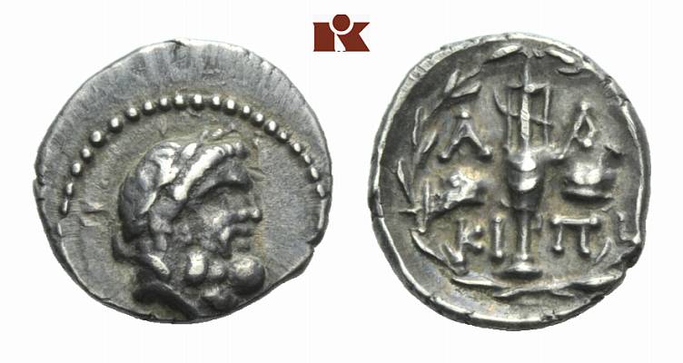 PELOPONNESUS LACONIA. LAKEDAIMON. AR-Triobol, um 80/50 v. Chr.;