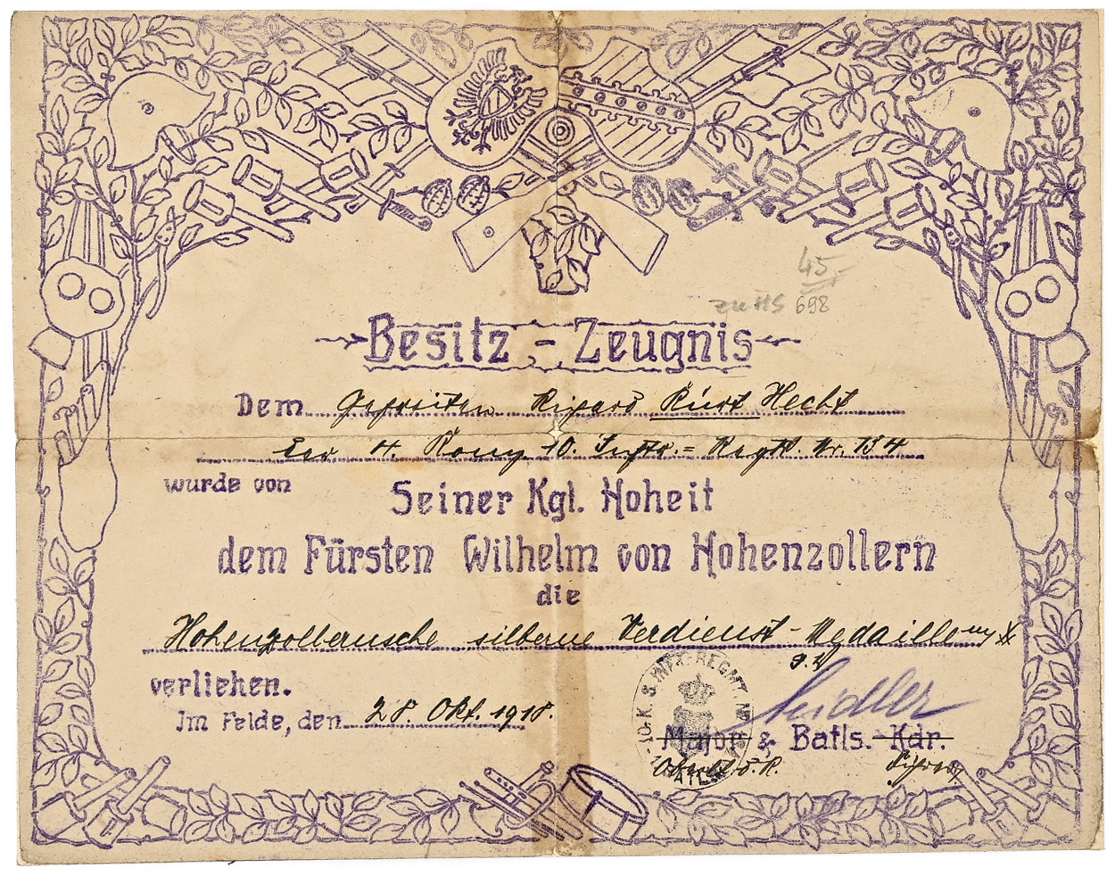 FÜRSTENTÜMER HOHENZOLLERN-HECHINGEN UND HOHENZOLLERN-SIGMARINGEN UND FÜRSTLICHES HAUS VON HOHENZOLLERN
