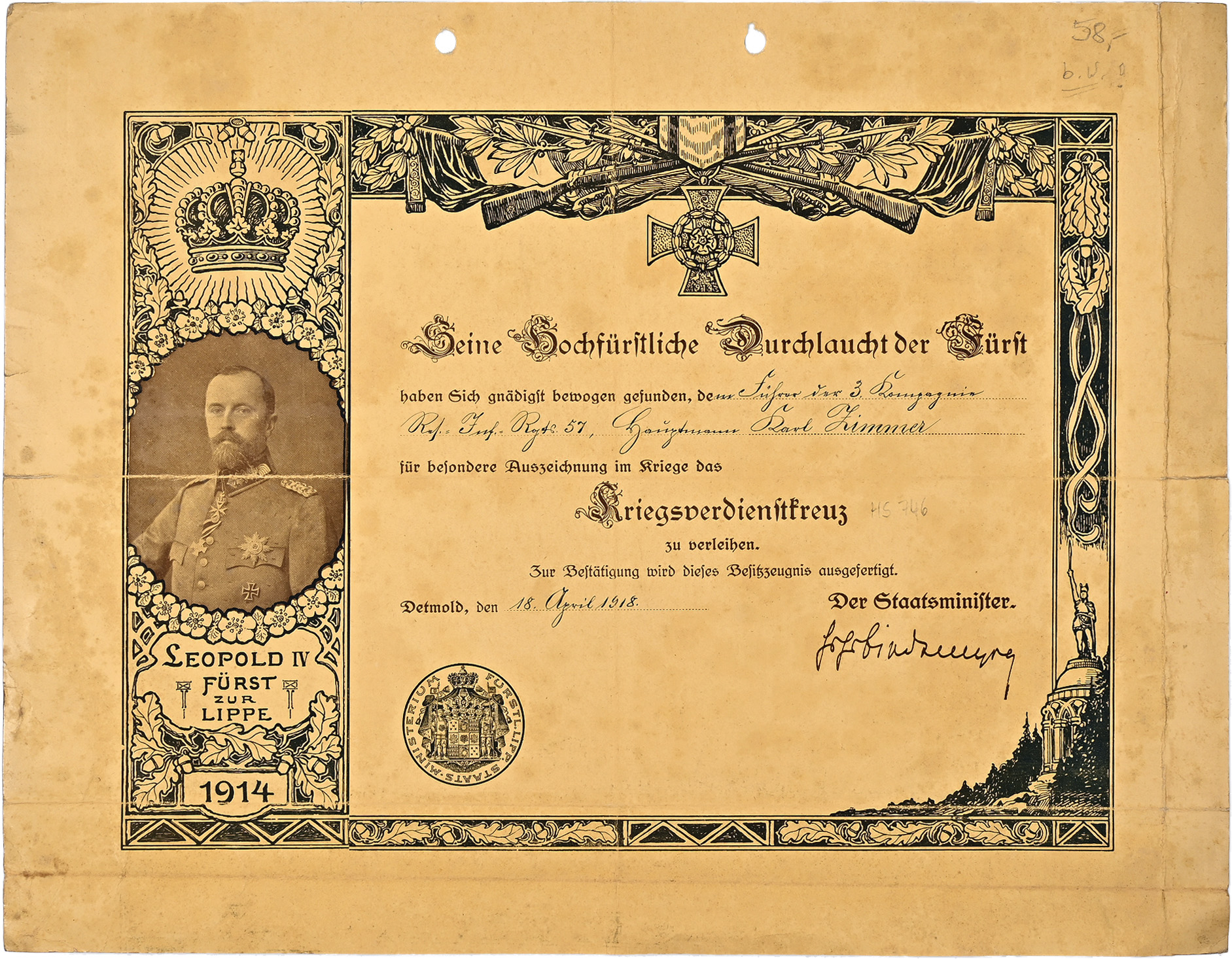 LIPPISCHE STAATEN FÜRSTENTUM LIPPE (- DETMOLD) - BIS 1918